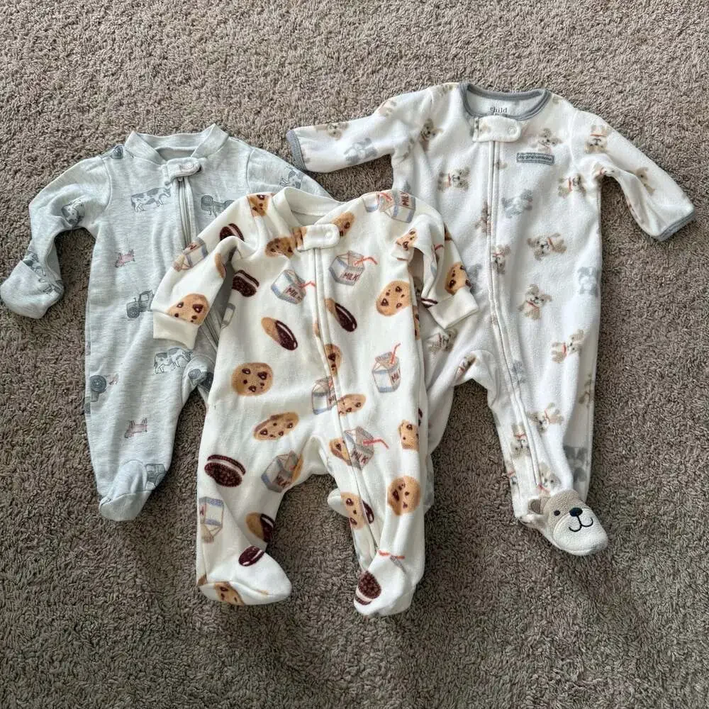 Baby Zip-Up Sleep & Play Footies 3 Pack Bundle